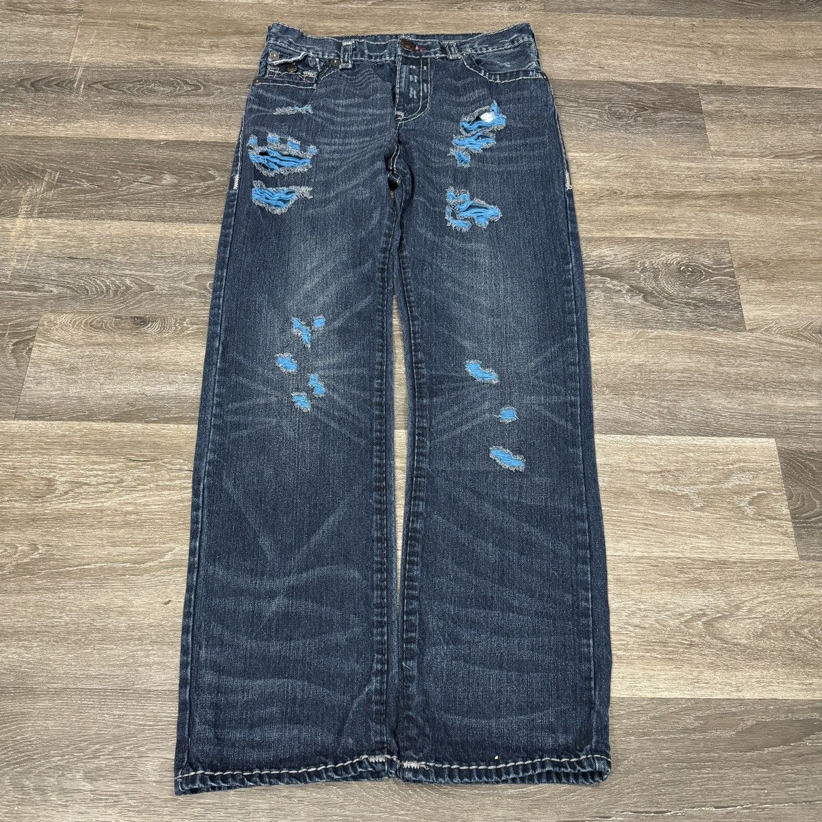 JNCO × True Religion × Vintage Vintage Y2K True Religion baggy wide leg distressed jeans Size US 34 / EU 50 - 2 Thumbnail