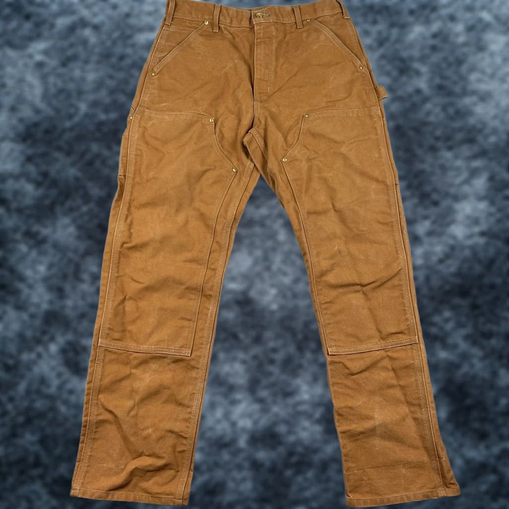 Carhartt VINTAGE Carhartt Pants Mens 33 Brown Double Front Knee Canvas USA Union Made 33x32 B01 BRN Size US 33 - 1 Thumbnail