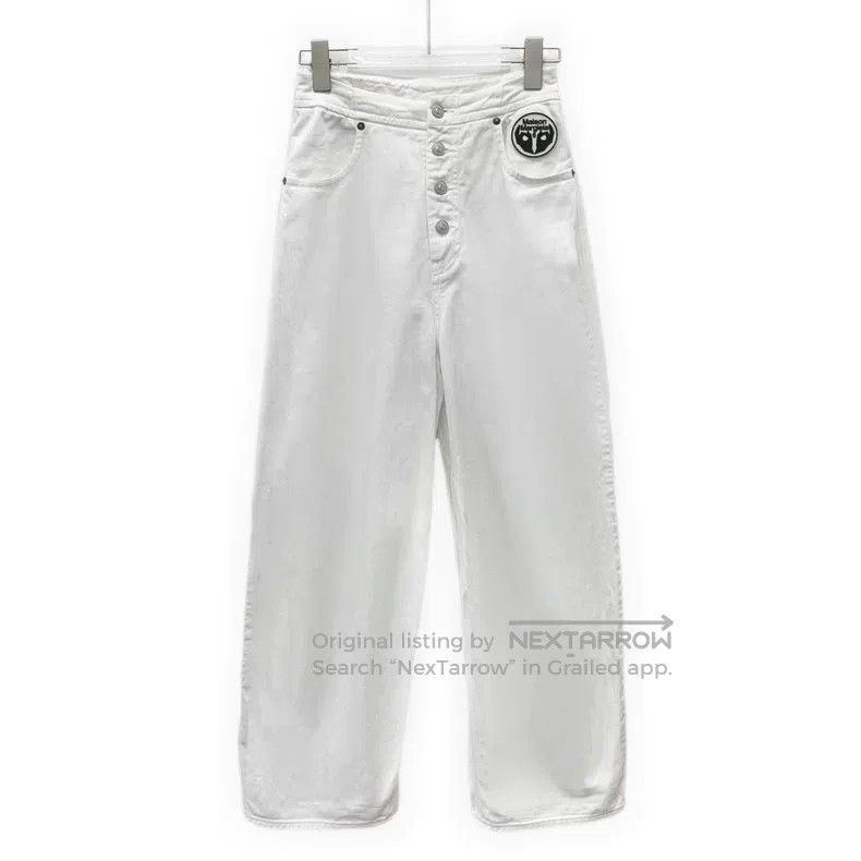 Maison Margiela Maison Margiela White logo cotton casual trousers Size 26" / US 2 / IT 38 - 1 Thumbnail