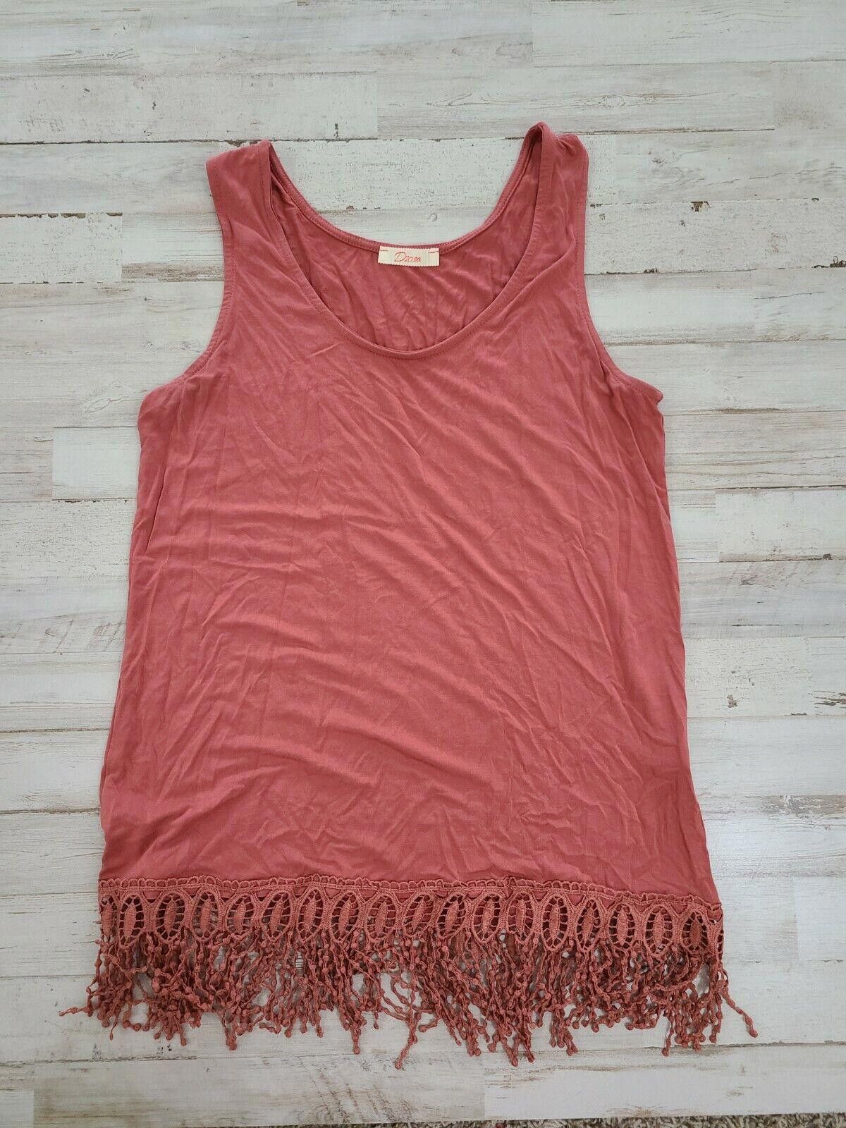 Designer Diosa Tank Top Small Pink Fringe Boho Hippie stretch Size S / US 4 / IT 40 - 1 Thumbnail