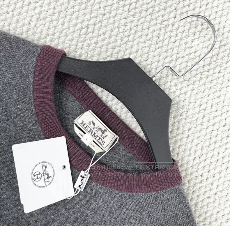 Hermes Hermes Gray Earth H Embroidered Logo 100% Cashmere Knit To Size US L / EU 52-54 / 3 - 3 Thumbnail