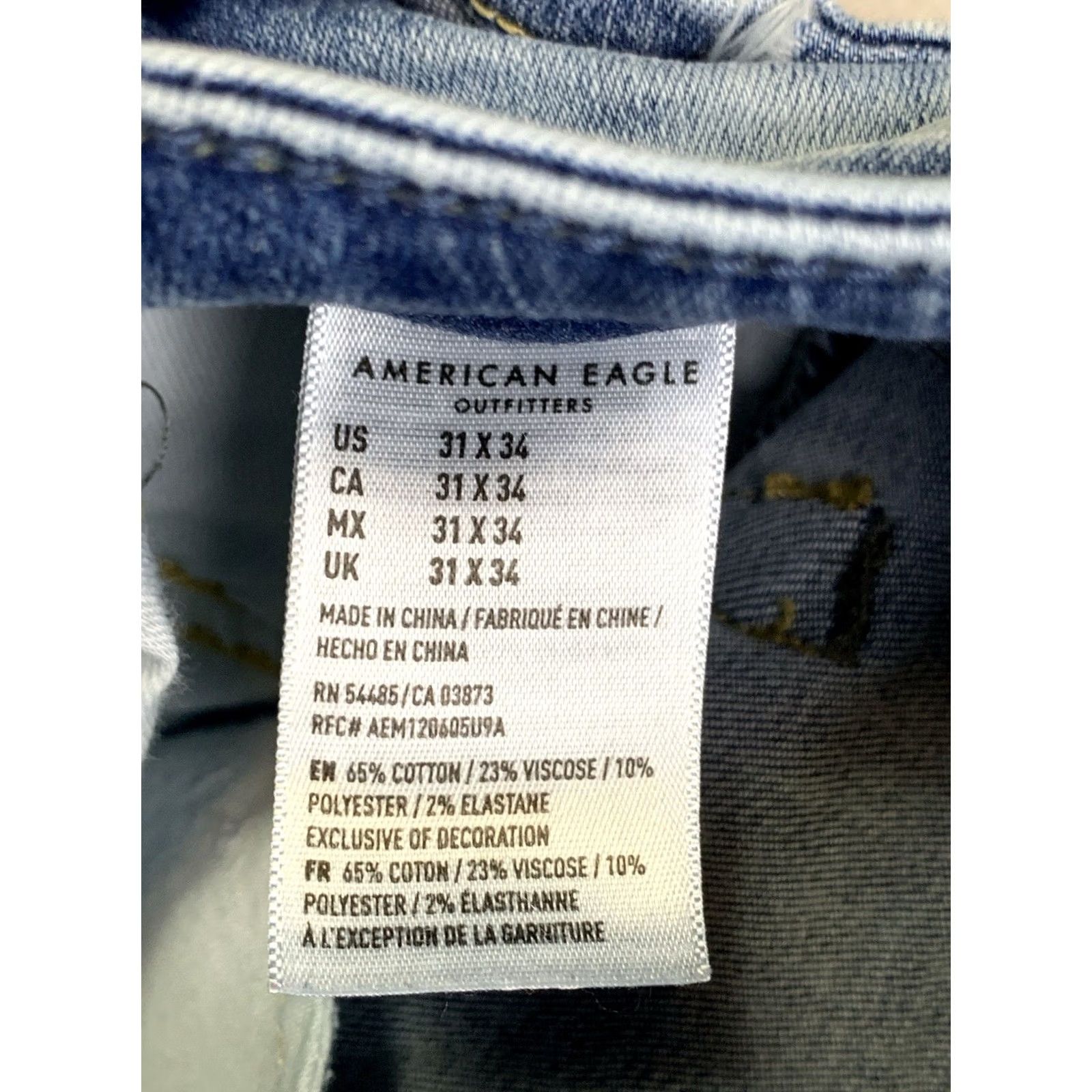 Vintage American Eagle Jeans 31x34 Men’s Slim Skinny Stacked 5-Pocket Blue Denim Size US 31 - 5 Thumbnail