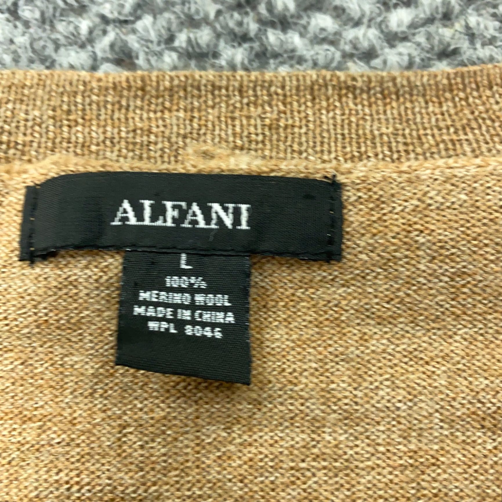 Alfani Alfani Merino Wool Sweater Mens Large Brown Lightweight V-Neck Business Casual Size US L / EU 52-54 / 3 - 5 Thumbnail