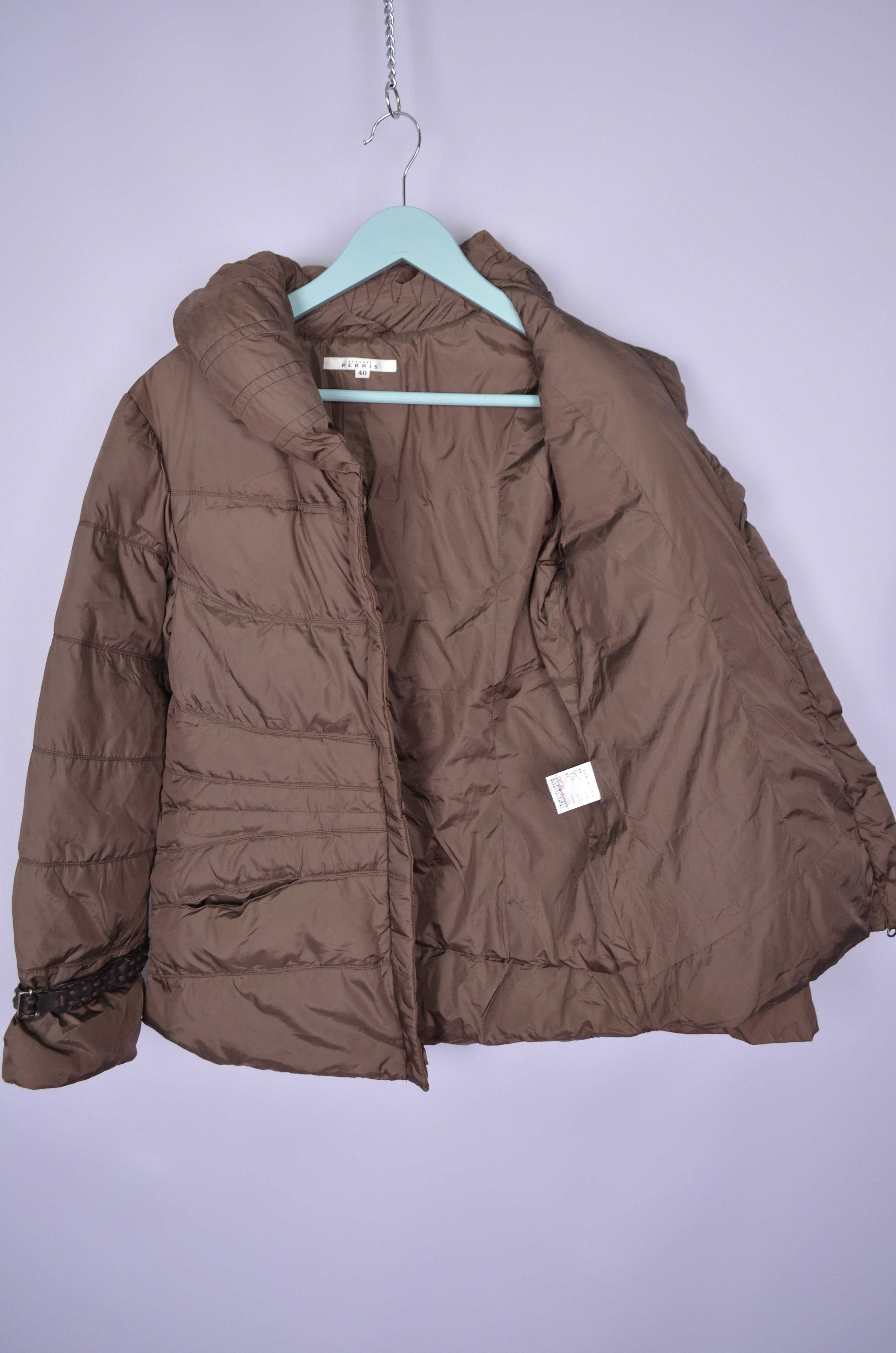 Designer Womens Bernard Perris Brown Nylon Down Jacket Puffer Size 40 Size M / US 6-8 / IT 42-44 - 8 Thumbnail