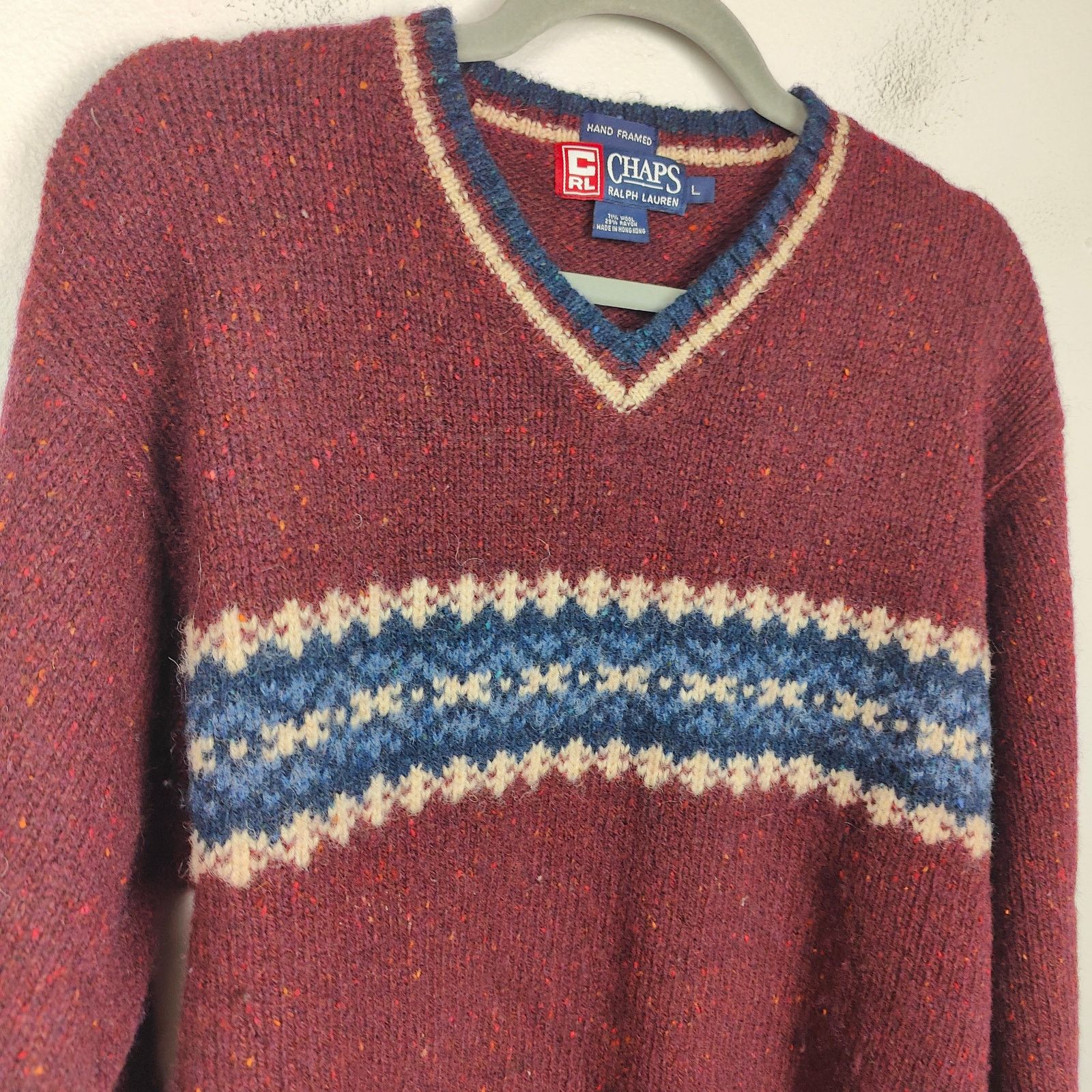 Chaps Ralph Lauren Vintage 90s Chaps Ralph Lauren Wool Sweater Mens Large Red Size US L / EU 52-54 / 3 - 3 Thumbnail