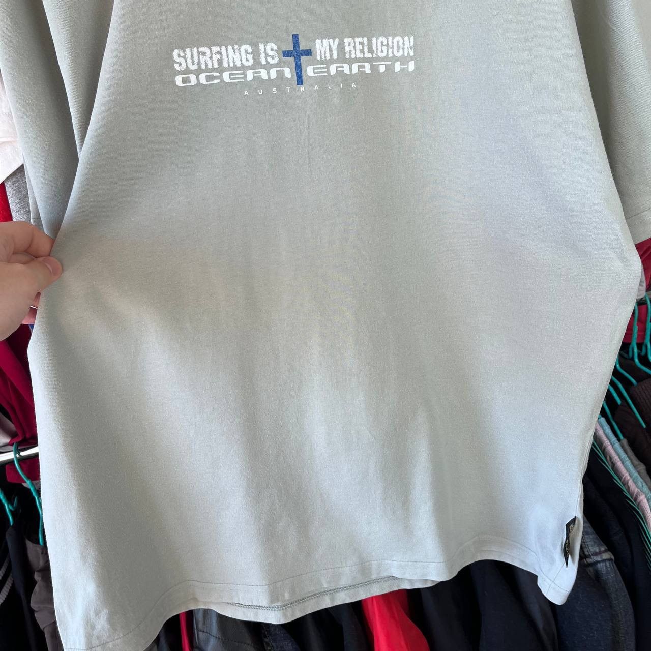 Sun Surf × Vintage Vintage 90s Ocean Earth `Surfing is my religion` T Shirt Size US L / EU 52-54 / 3 - 6 Thumbnail