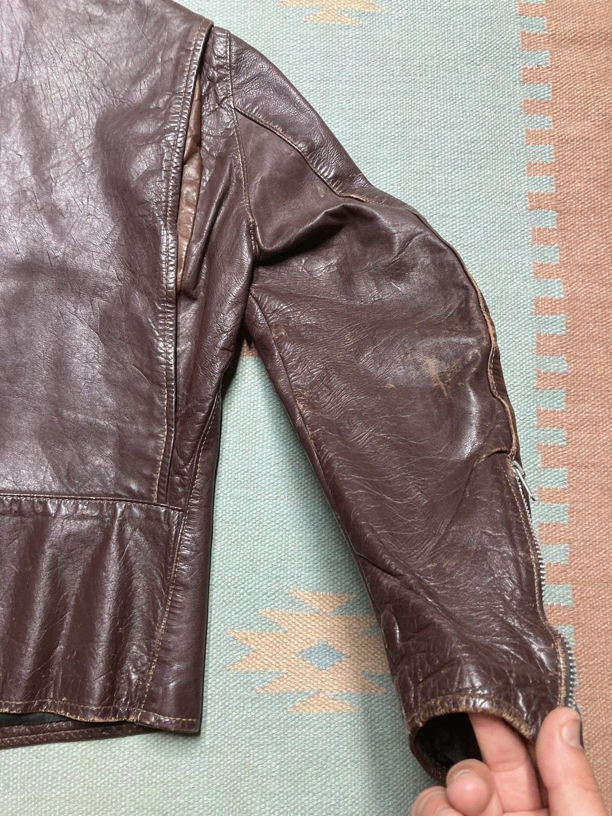 Vintage 60s brooks leather jacket cafe racer motorcycle wine 36/38? Size US S / EU 44-46 / 1 - 10 Thumbnail