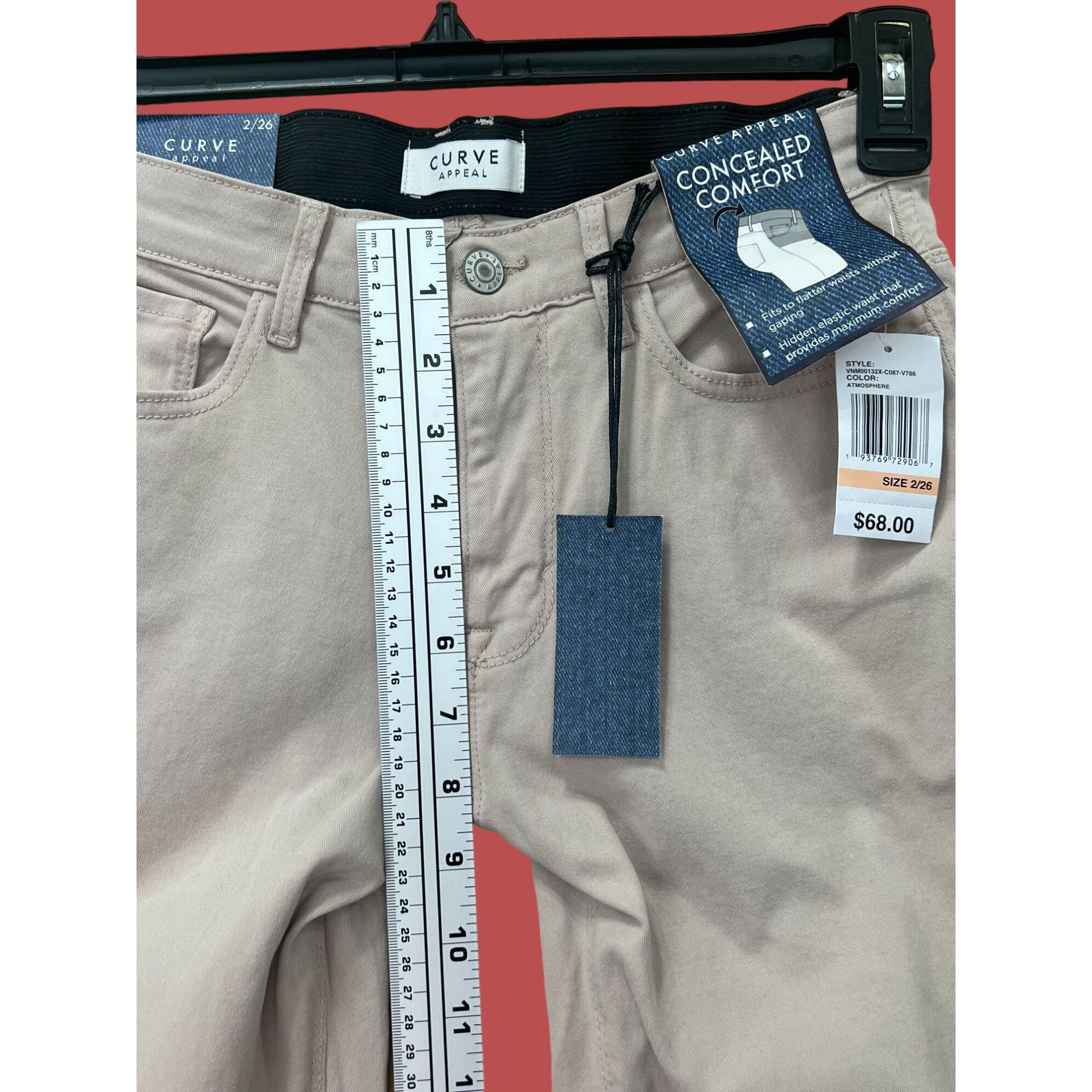Other Curve Appeal - Women's Pants High Waist Comfort Skinny - Bei Size 26" / US 2 / IT 38 - 7 Thumbnail