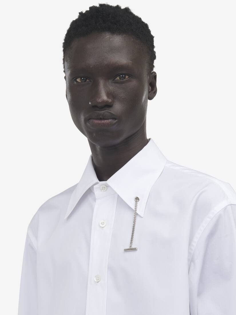 Alexander McQueen o1srvl11e0226 T-Bar Chain Shirt In White Size US L / EU 52-54 / 3 - 6 Thumbnail