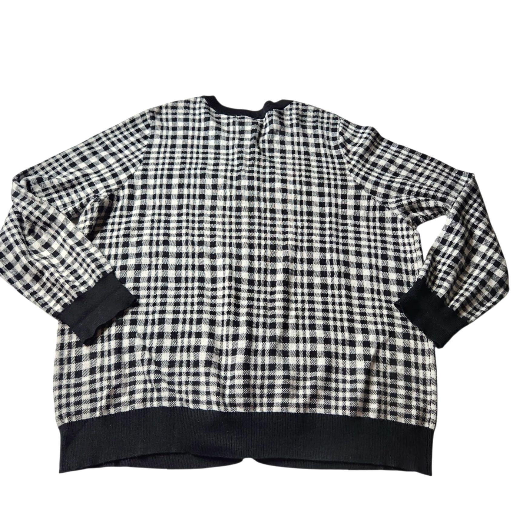 Vintage Woman Within Plus Size Cardigan Sweater 1X Black White Check Plaid Size XL / US 12-14 / IT 48-50 - 3 Thumbnail