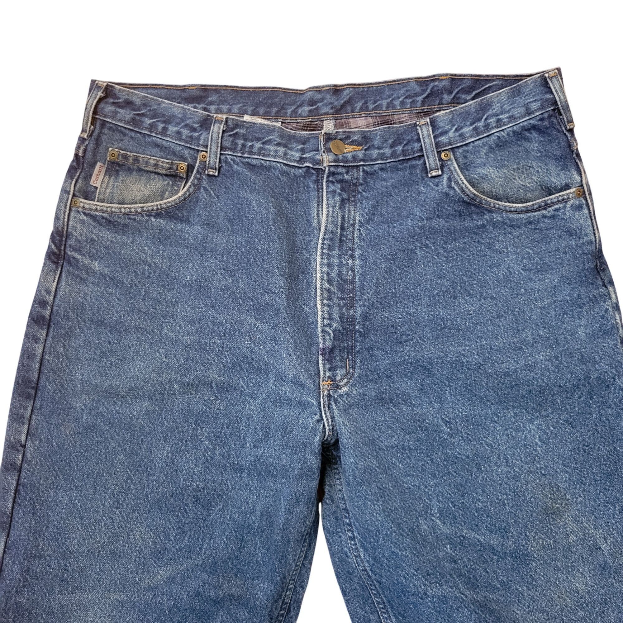 Carhartt Carhartt Blue Denim Flannel Lined Relaxed Fit Jeans 40x30 B1 Size US 40 / EU 56 - 2 Thumbnail
