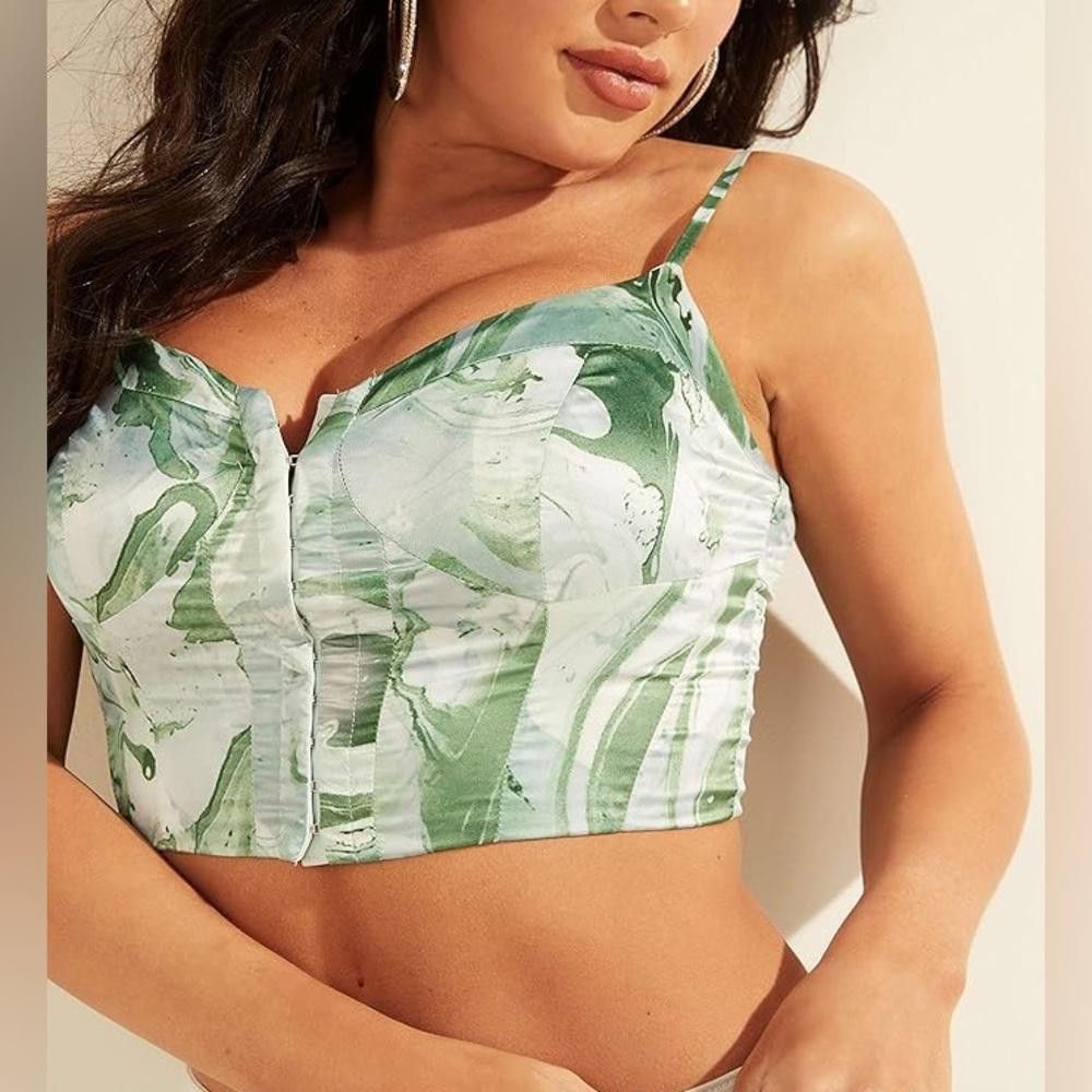 Guess Guess l NWT Milan Bustier Satin Crop Medium Size M / US 6-8 / IT 42-44 - 1 Thumbnail
