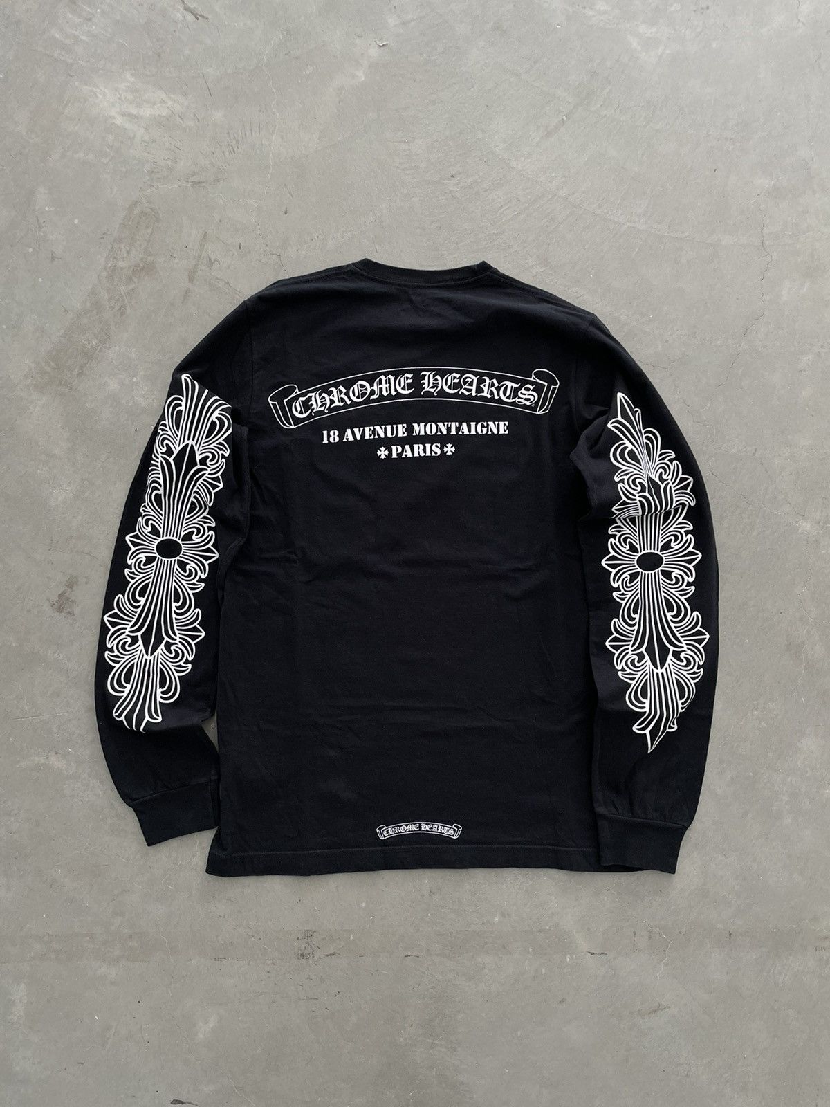 image of Chrome Hearts 18 Avenue Montaigne Paris Cemetery Long sleeve Shirt in Black, Men's (Size Medium)