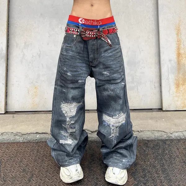 Jean Mashima x Ayami Distressed Dirty Blue Ripped Jeans Size US 32 / EU 48 - 1 Thumbnail