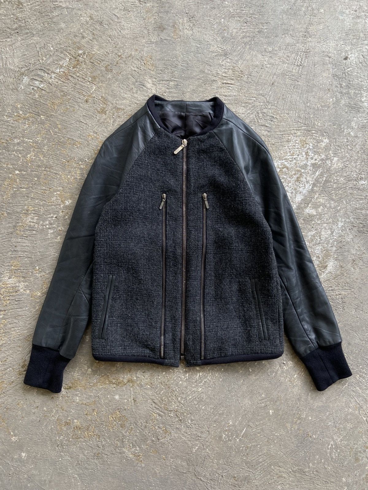 Ekam Ekam Docking Zip Gimmick Long-Sleeve Leather Jacket | Grailed