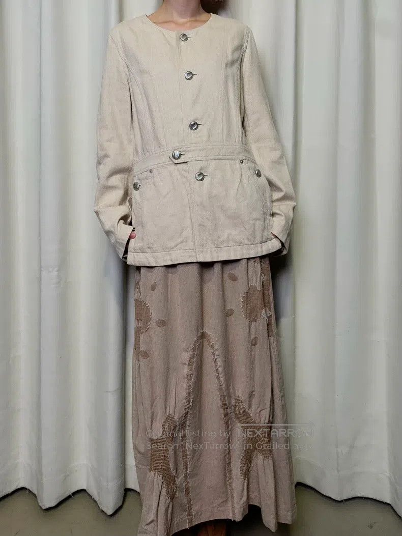 Issey Miyake Vintage Linen-Denim Silver-Button Coat