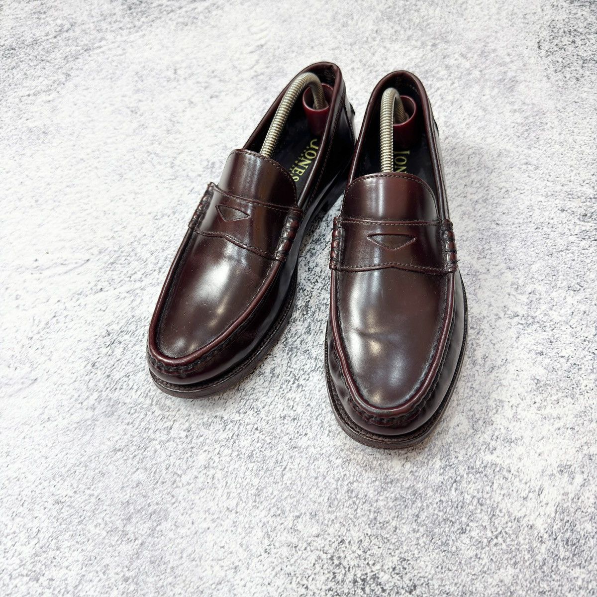 Handmade Jones Mens Burgundy Penny Loafers US9 UK8 EU42 27cm Size US 9 / EU 42 - 2 Thumbnail