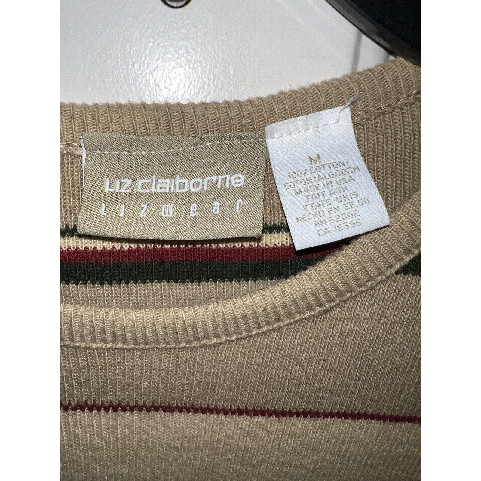 Liz Claiborne Liz Claiborne Women's Striped Sweater Size Medium Beige Size M / US 6-8 / IT 42-44 - 2 Thumbnail