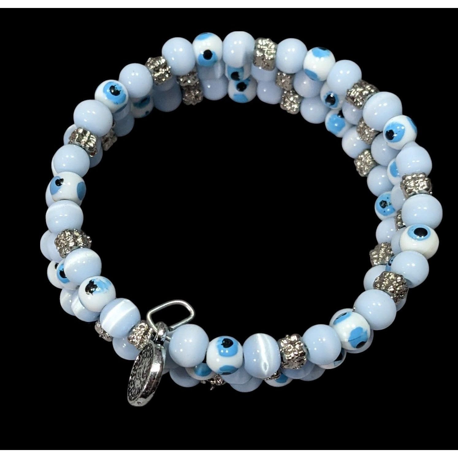 Other Bohemian Evil Eye Light Blue Glass And Silver Tone Beaded Co Size ONE SIZE - 2 Thumbnail
