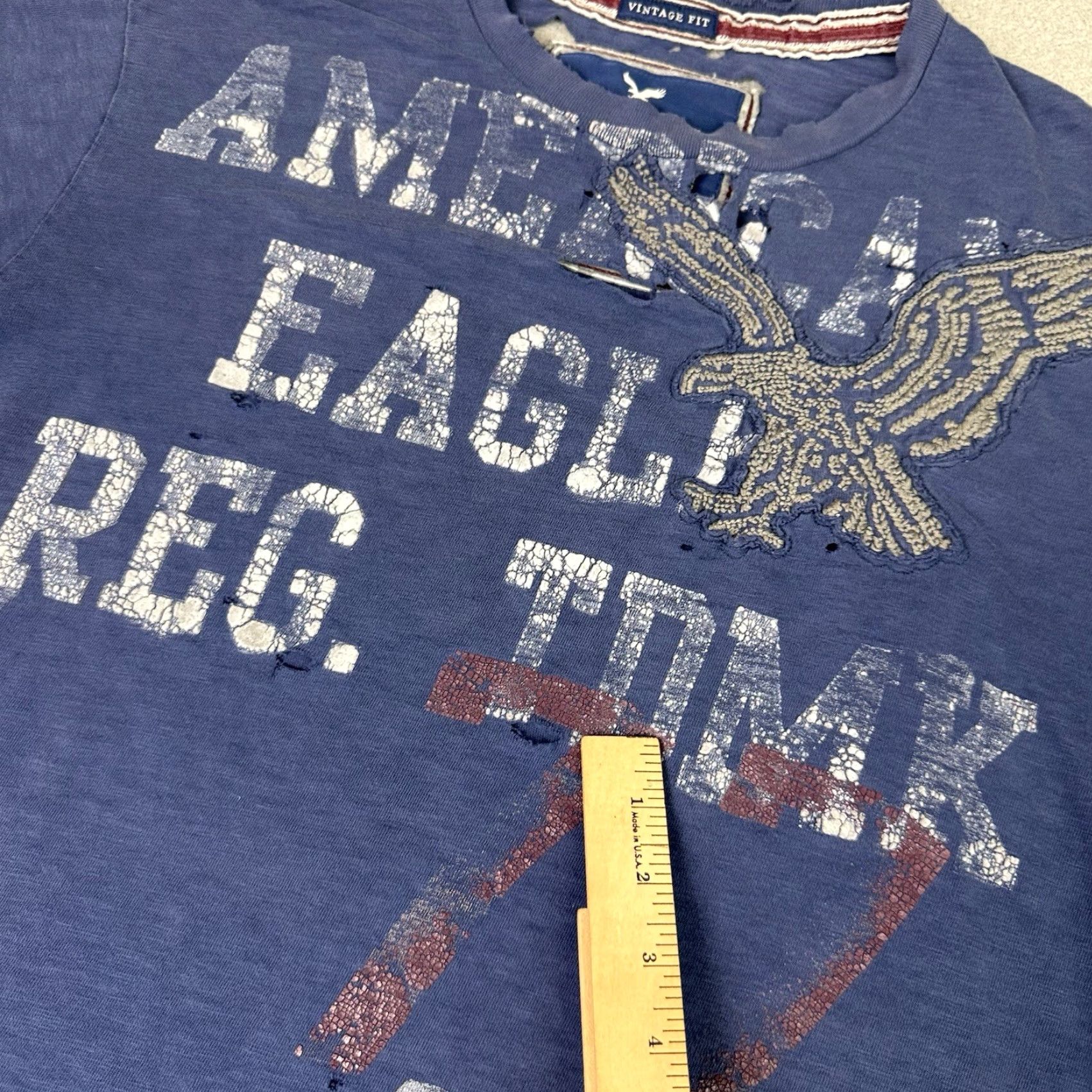 Vintage VINTAGE American Eagle T Shirt Adult XL Blue Embroidered Distressed Rare AE Size US XL / EU 56 / 4 - 7 Thumbnail