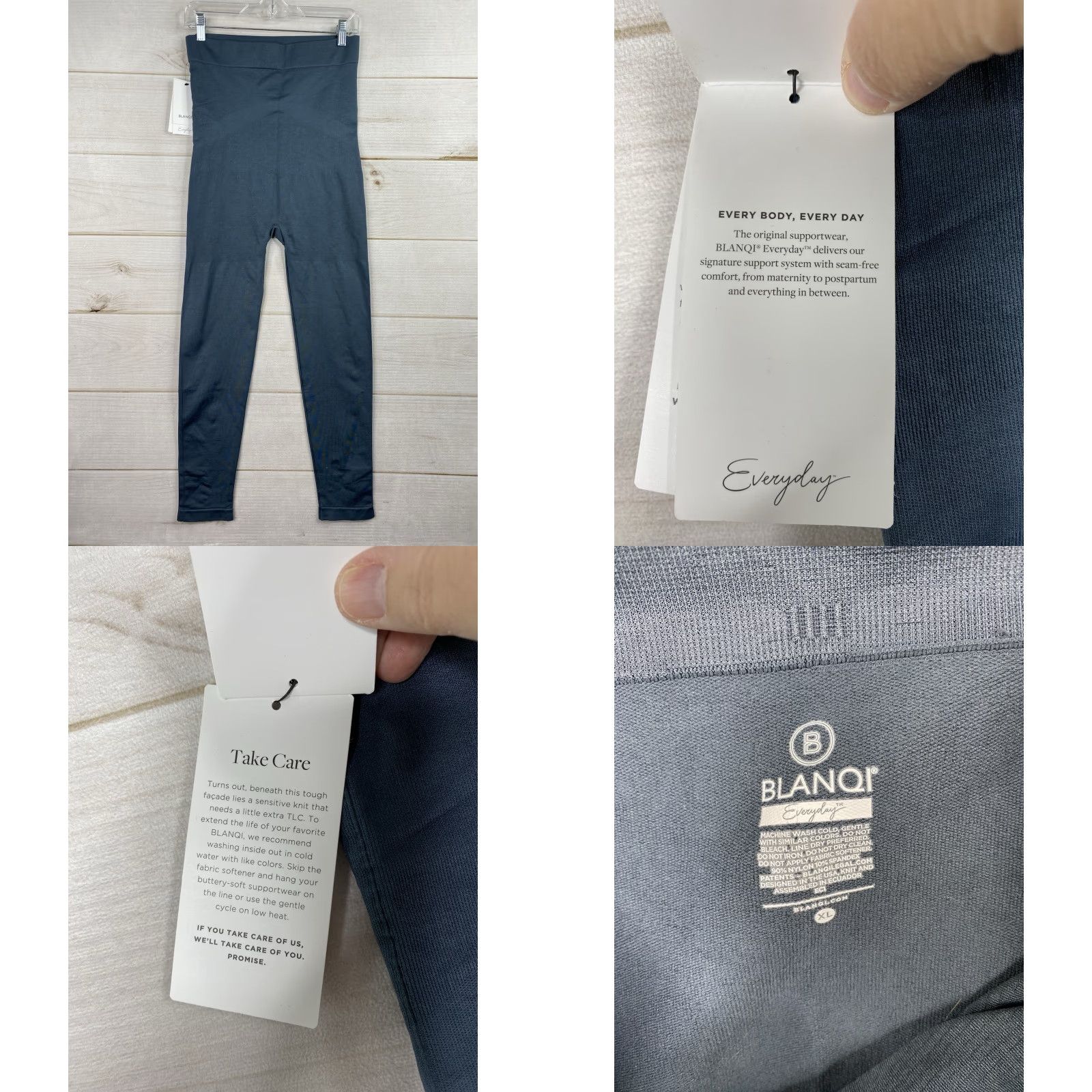 Vintage BLANQI Maternity Belly Support Leggings XL Storm Blue Skinny NWT Size 40" / US 18 - 8 Thumbnail