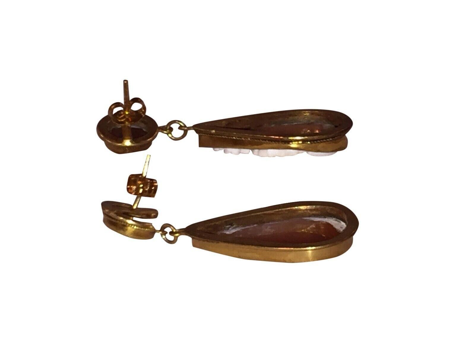 Other European Hand Carved Cameo Shell Dangle Chandelier Earrings Size ONE SIZE - 5 Thumbnail