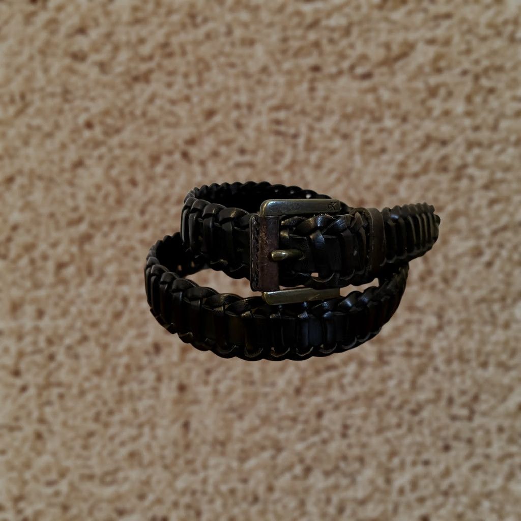 Calvin Klein VINTAGE Calvin Klein CK Leather Black Woven K18203 Belt Men 32 Black Leather 38 1/2 in Length 1 1/4 in Wide Mens Size 32 - 1 Thumbnail