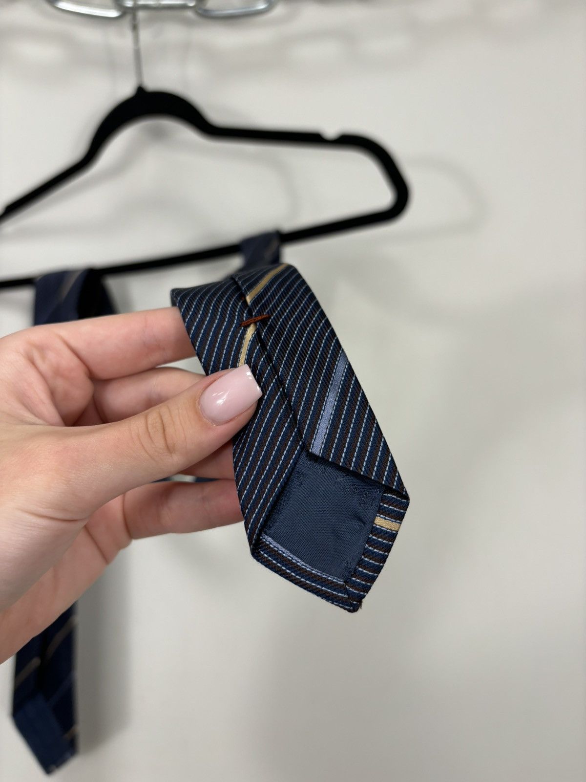 Ermenegildo Zegna Ermenegildo Zegna Men’s Navy Blue Striped Luxury Silk Tie Size ONE SIZE - 7 Thumbnail