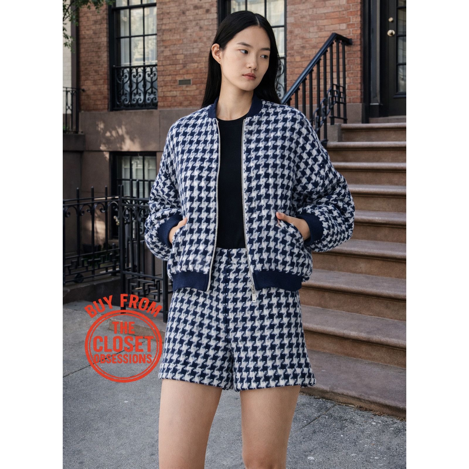 Zara ZARA Houndstooth Co-Ord Set Jacket (L) + Shorts (M) NWT Size 28" / US 6 / IT 42 - 1 Thumbnail