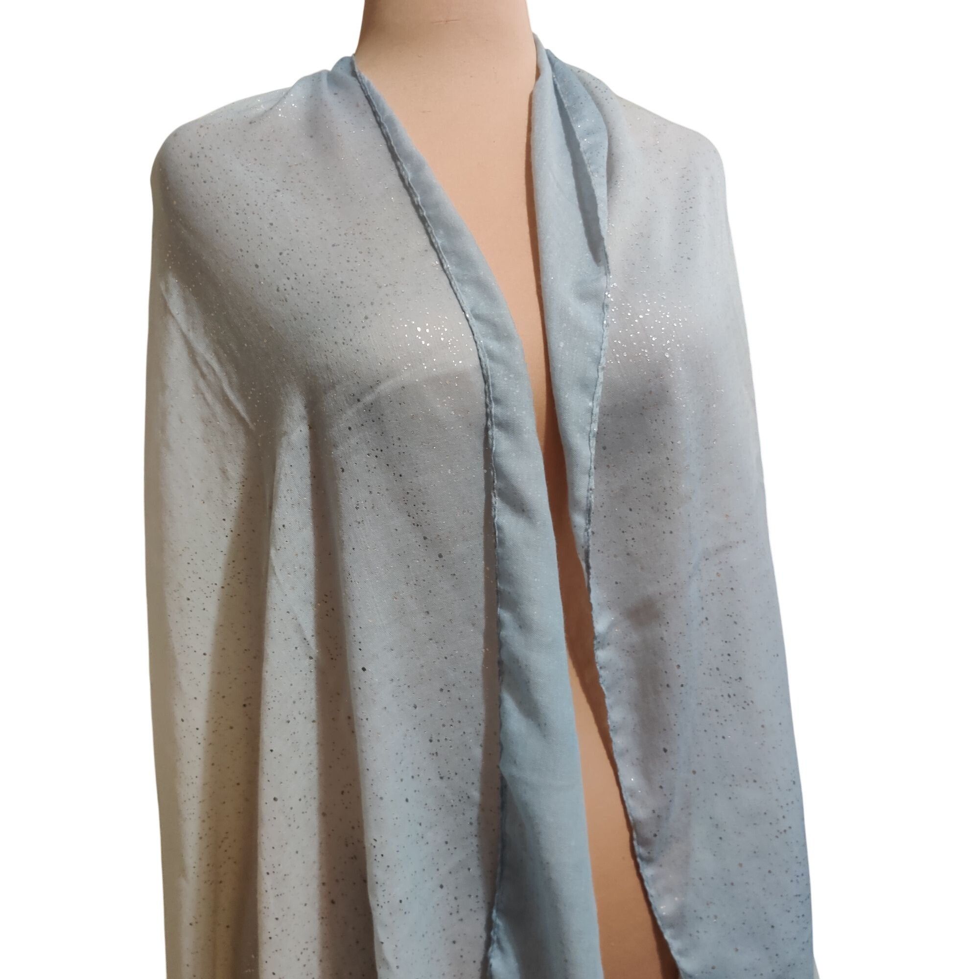 Other Shimmer Light Blue Beige Ombre Scarf Recycled Fabric Lightwe Size ONE SIZE - 2 Thumbnail