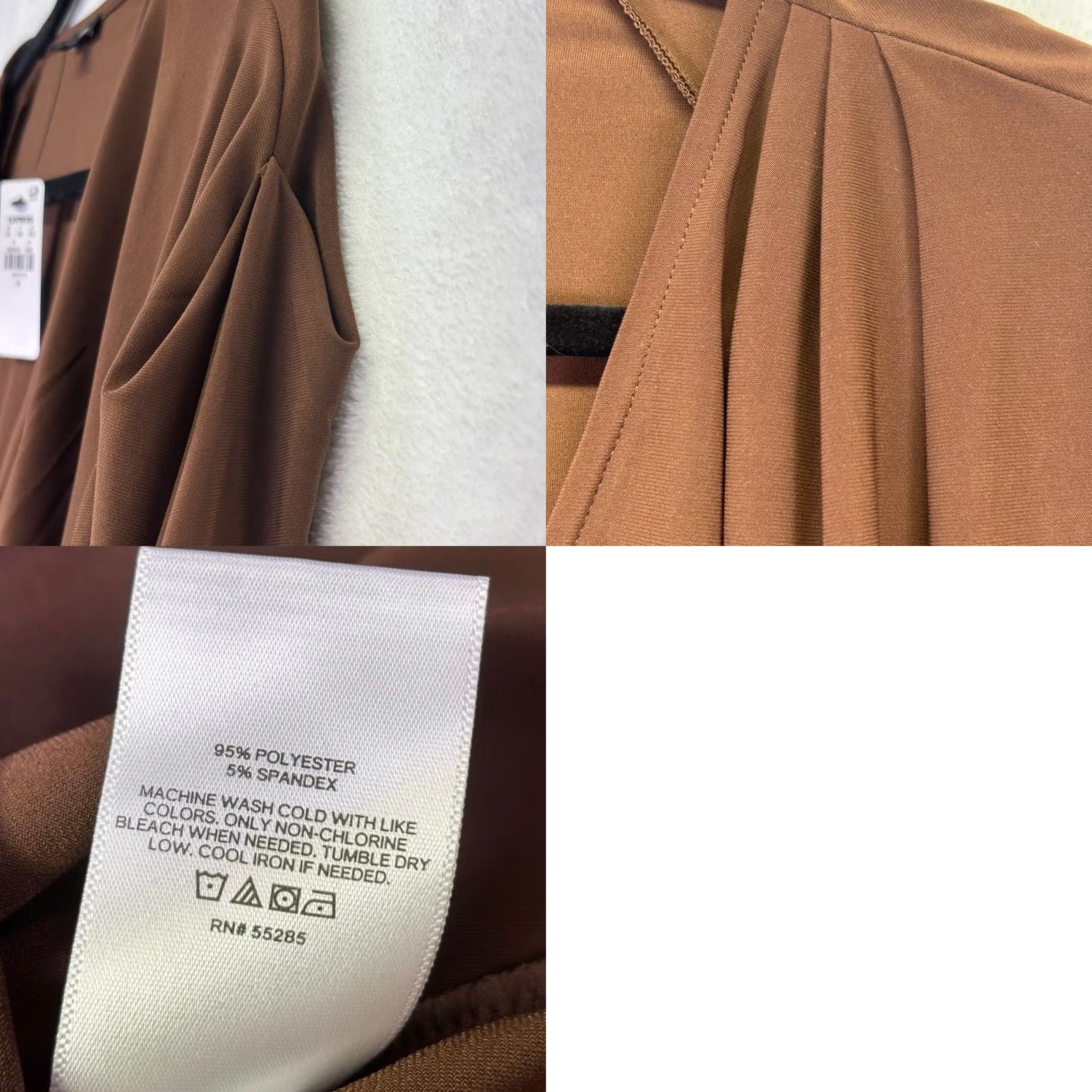 Express Express Blouse Shirt Womens XL Brown V-Neck Long Sleeve Pleated Shoulder Top Size XL / US 12-14 / IT 48-50 - 8 Thumbnail