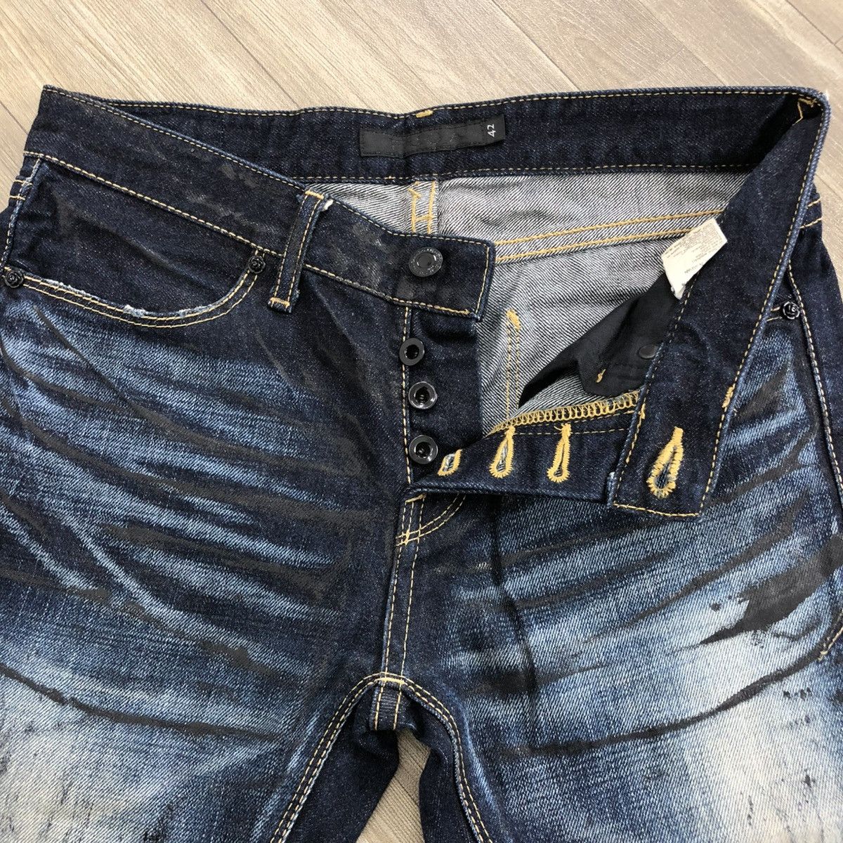 GOSTAR DE FUGA × If Six Was Nine × Tornado Mart 🇯🇵 2000s Fuga Devil Vomits Claw Mark Distressed Flared Jeans Size US 30 / EU 46 - 10 Thumbnail