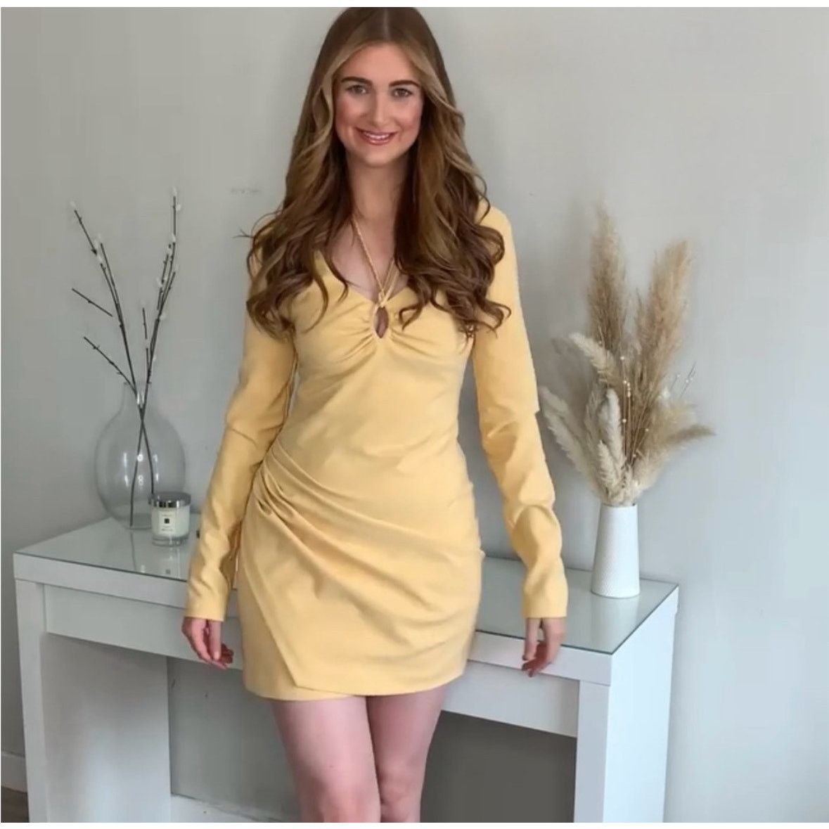 Zara ZARA DRAPED DRESS WITH JEWEL STRAP LIGHT YELLOW Size M / US 6-8 / IT 42-44 - 1 Thumbnail