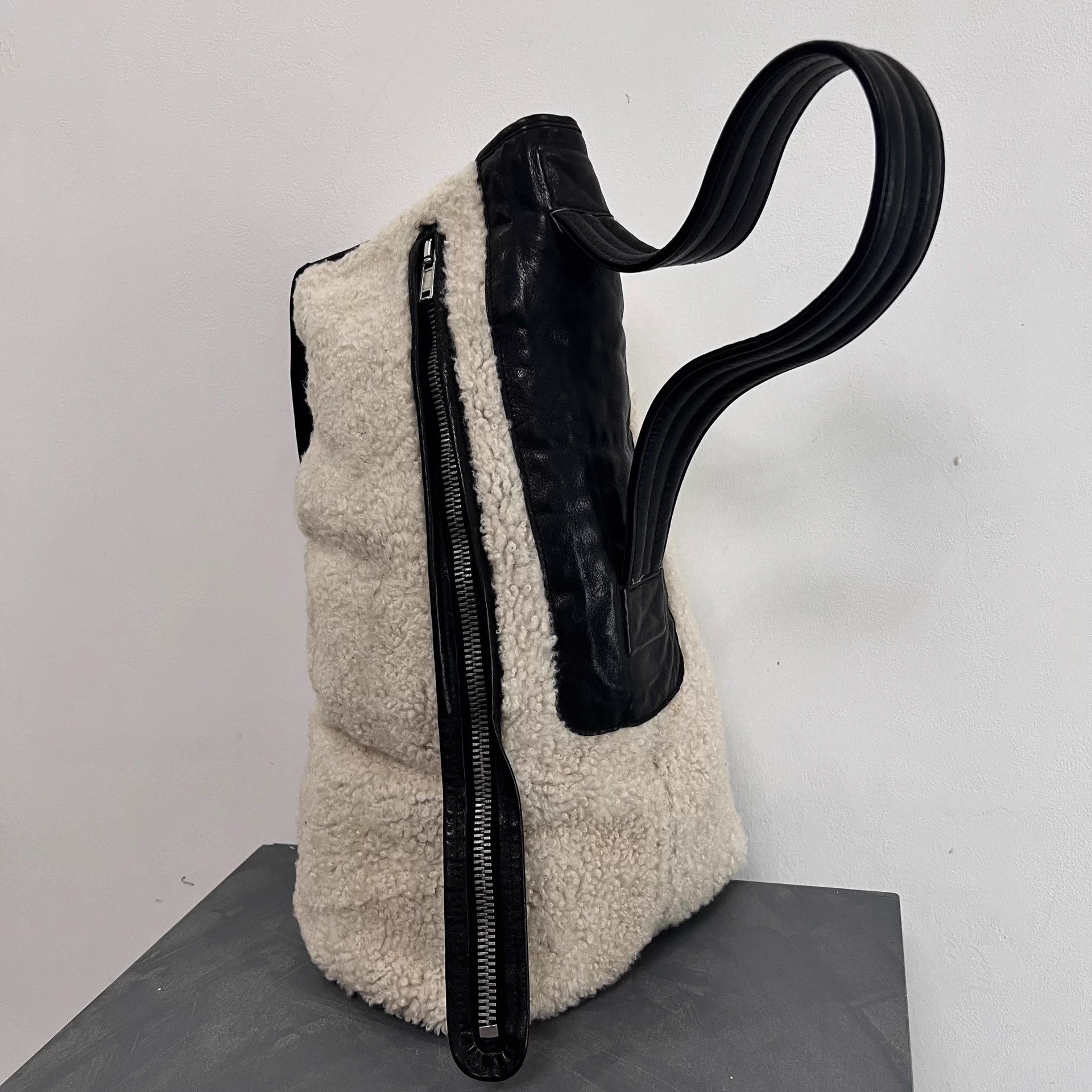 Rick Owens Rickowens Main Line Shearling and Leather Patchwork Bag Size ONE SIZE - 3 Thumbnail
