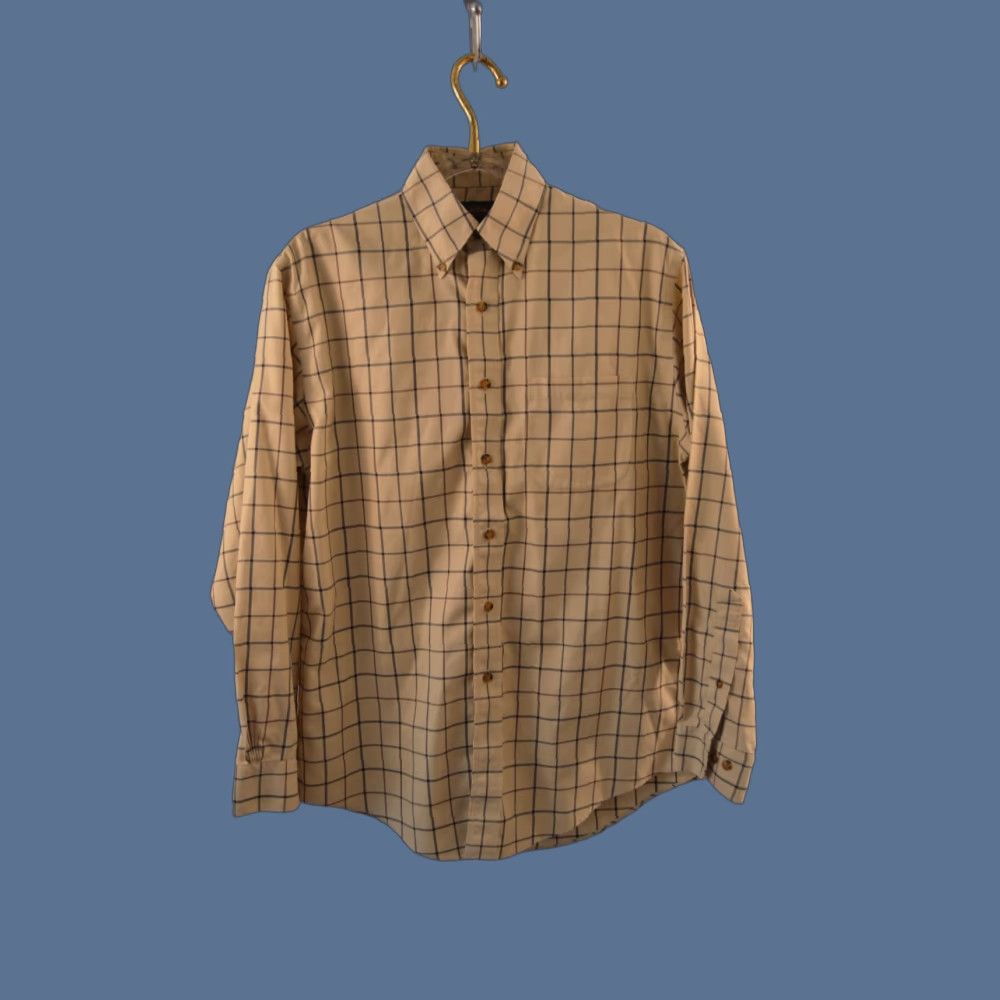 Brooks Brothers Brooks Brothers Men's L/S Shirt M Beige Plaid Cotton Non-Iron Button-Up Size US M / EU 48-50 / 2 - 1 Thumbnail
