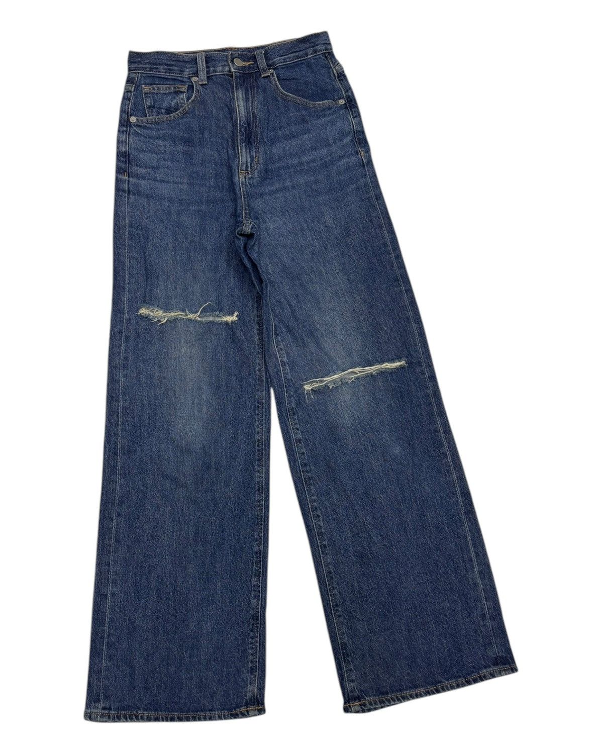 GU × Jun Takahashi 🔥GU DISTRESSED WIDE LEG BAGGY JEANS Size US 27 - 3 Thumbnail