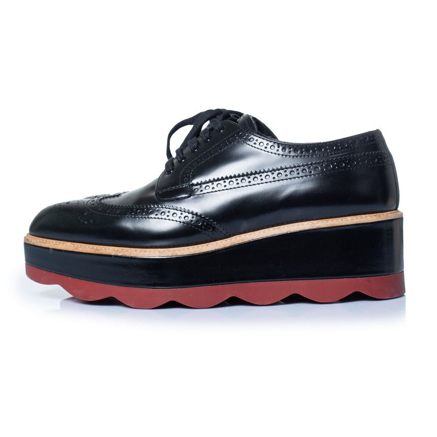 Prada Prada, shiny leather broque platform sneakers Size US 10.5 / IT 40.5 - 2 Thumbnail