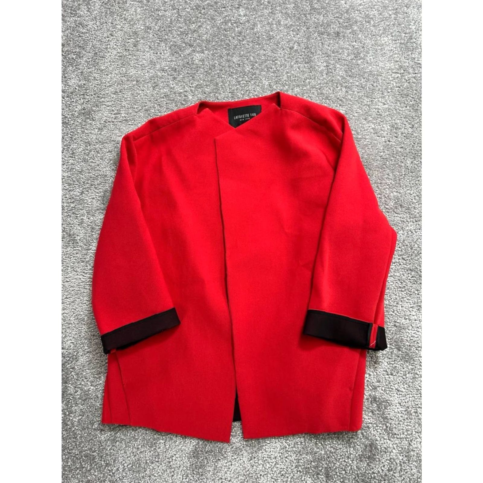 Vintage Lafayette 148 New York Tara Seamed Scuba Jacket Womens M Red Open Front Jacket Size M / US 6-8 / IT 42-44 - 2 Thumbnail