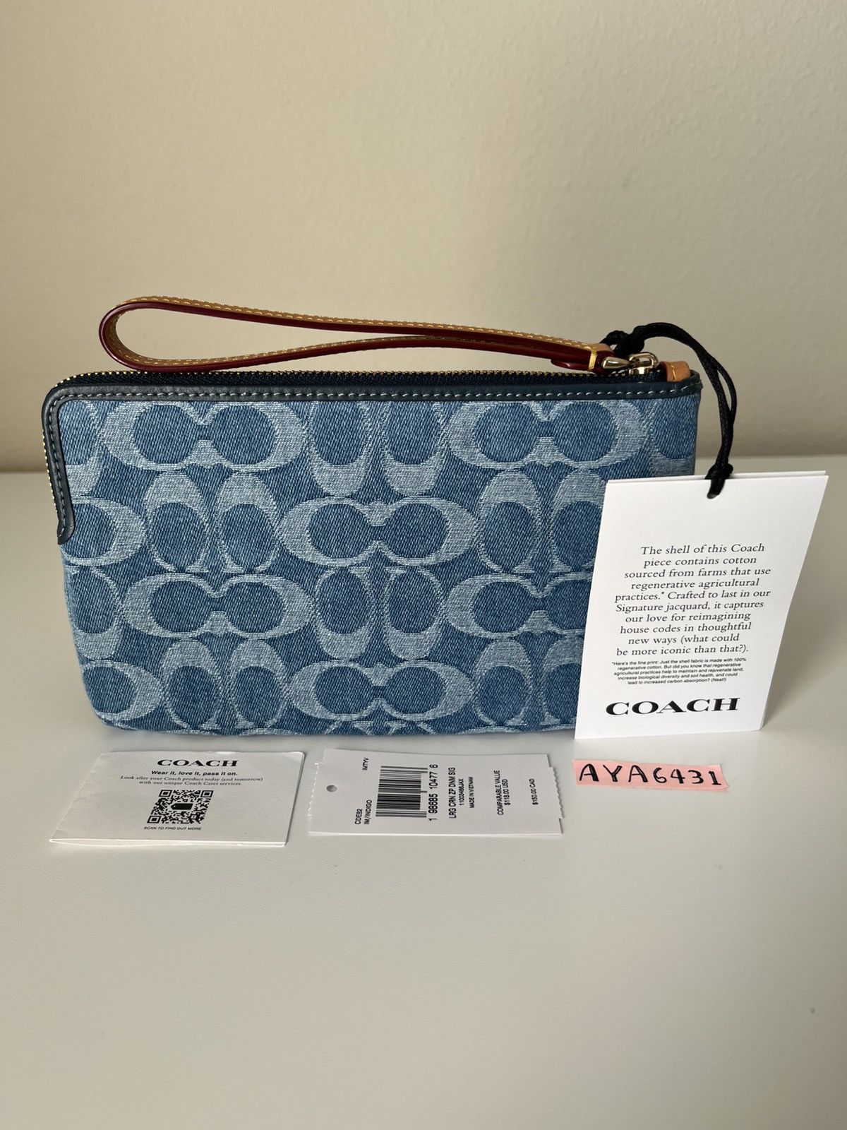 Coach Coach Large Corner Zip Wristlet Signature Denim Size ONE SIZE - 3 Thumbnail