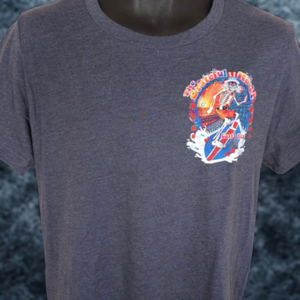 VINTAGE Grateful Hotel T Shirt Mens Gray Costa Rica Skeleton Dead Surfing Bella + Canvas M