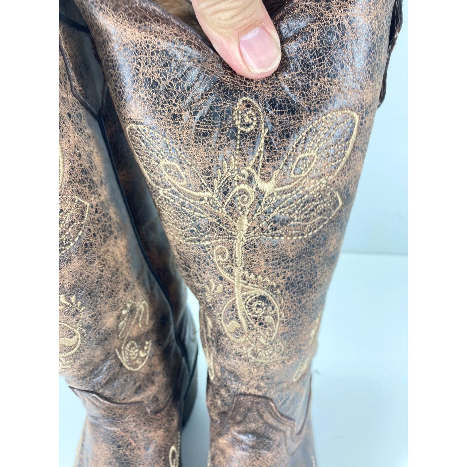 Vintage **Circle G Women Western Wedding Boot Sz 7.5 Brown Floral Leather** User: Circle G Women Western Wedding Boot Sz 7.5 Brown Floral Leather Size US 8 / IT 38 - 4 Thumbnail