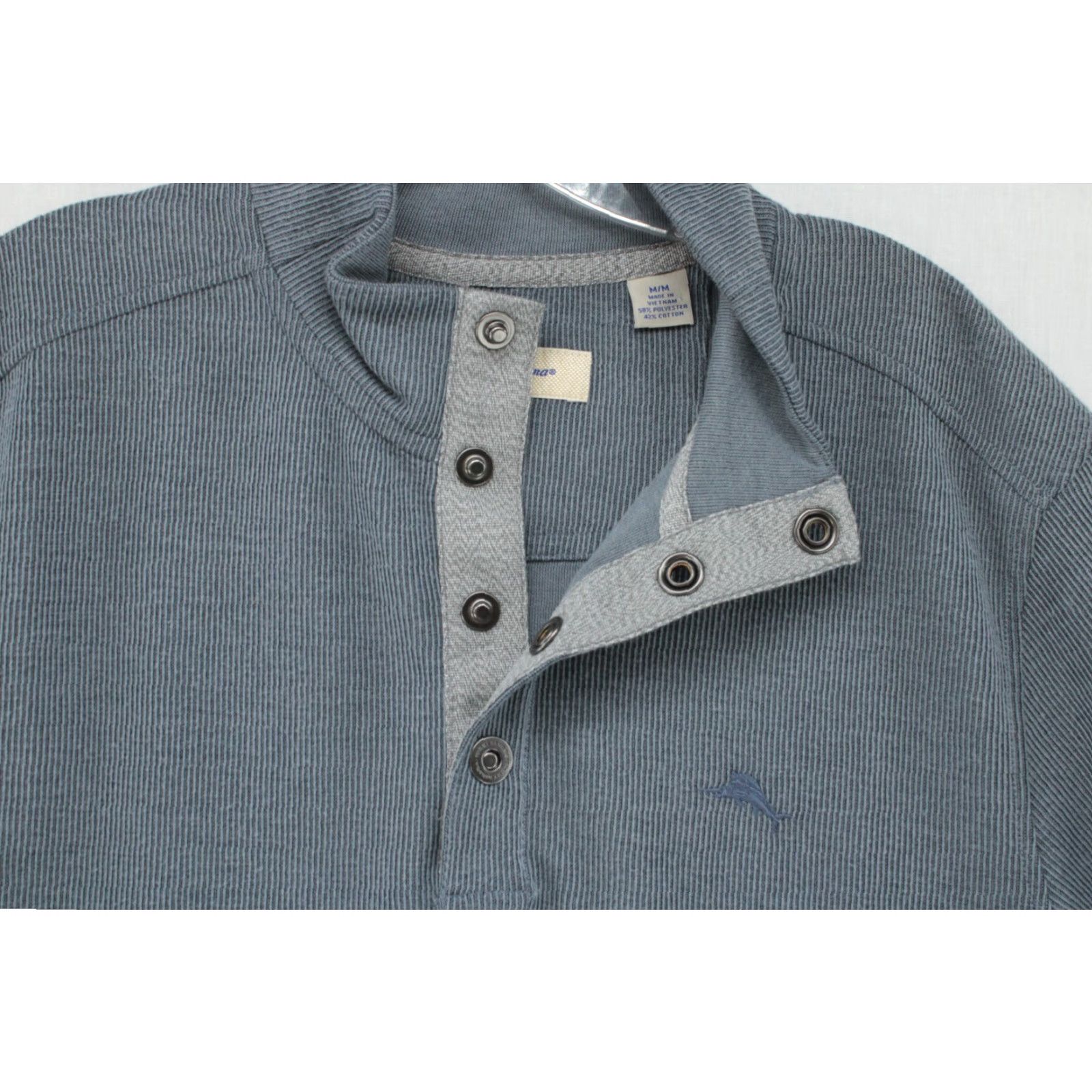 Tommy Bahama Tommy Bahama Ribbed Sweater Men's Medium Gray 1/4 Snap Mock Work Modern Outdoors Size US M / EU 48-50 / 2 - 4 Thumbnail
