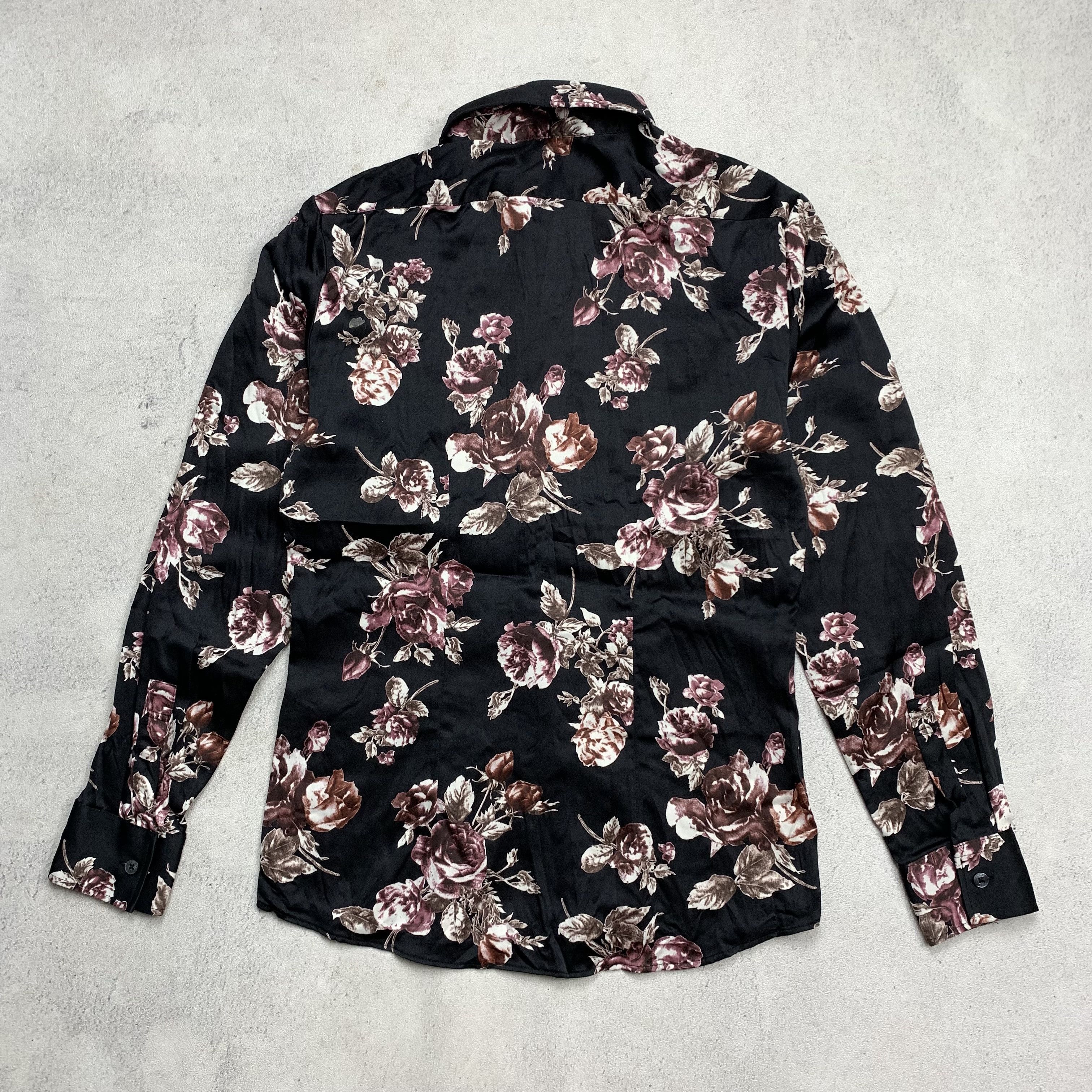 Tornado Mart Tornado Mart Black Rose Floral Button-Up Shirt Size US M / EU 48-50 / 2 - 2 Thumbnail