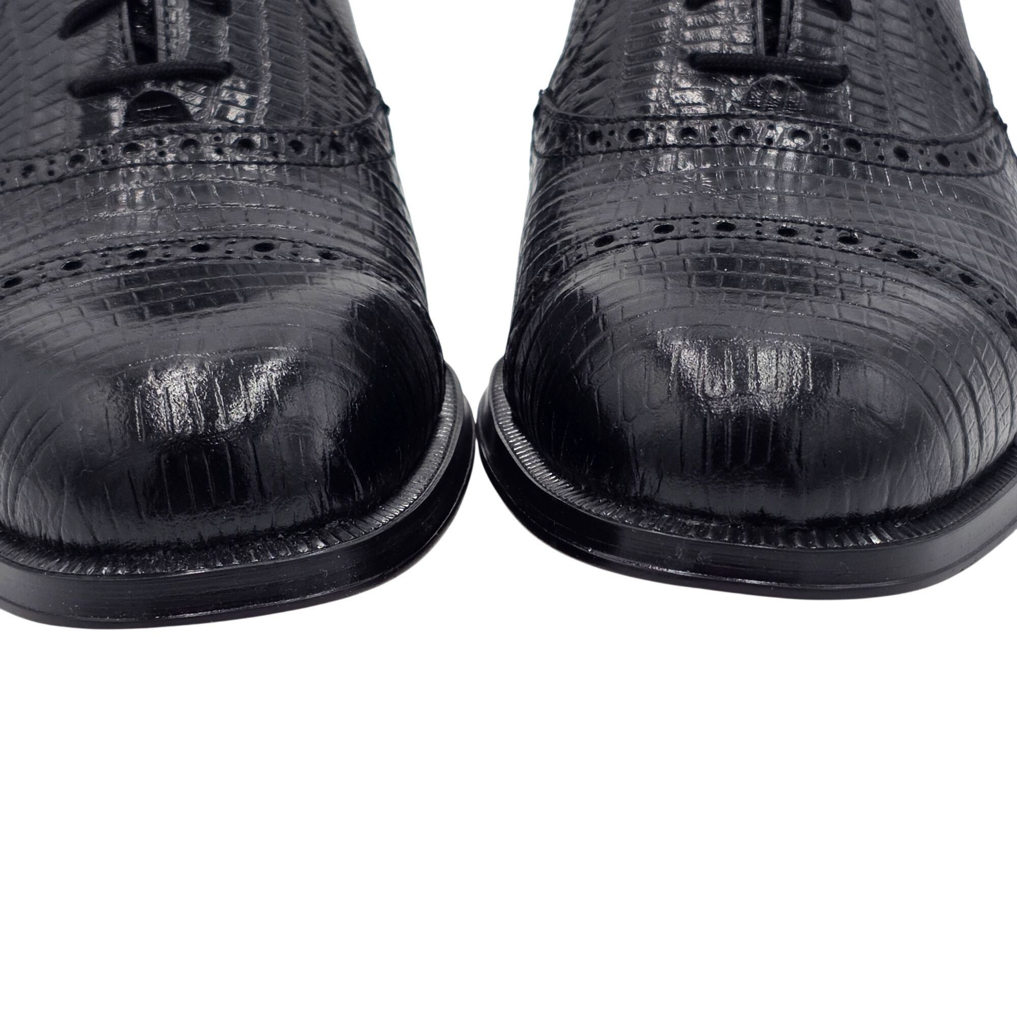 Giorgio Brutini NEW Giorgio Brutini Black Lizard Print Leather Cap-toe Oxfor Size US 8 / EU 41 - 11 Thumbnail