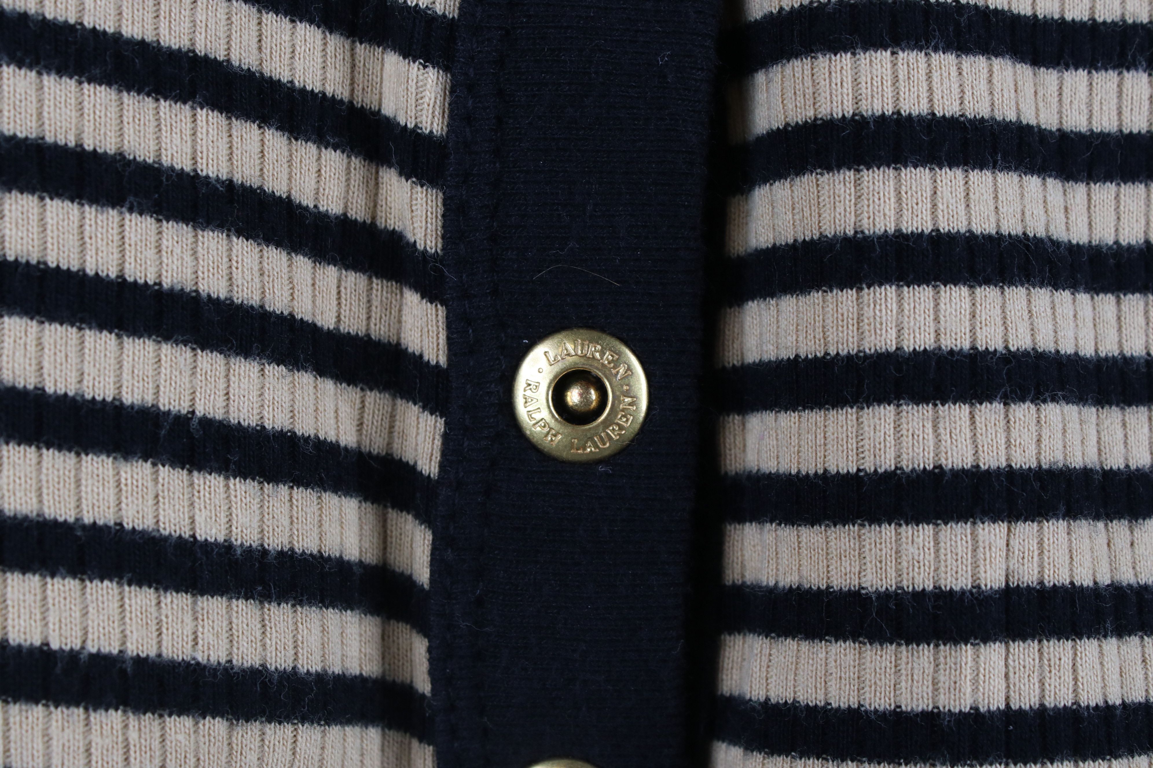 Ralph Lauren × Vintage Vintage 90s Ralph Lauren Striped Ribbed Knit Henley T-Shirt Size L / US 10 / IT 46 - 8 Thumbnail
