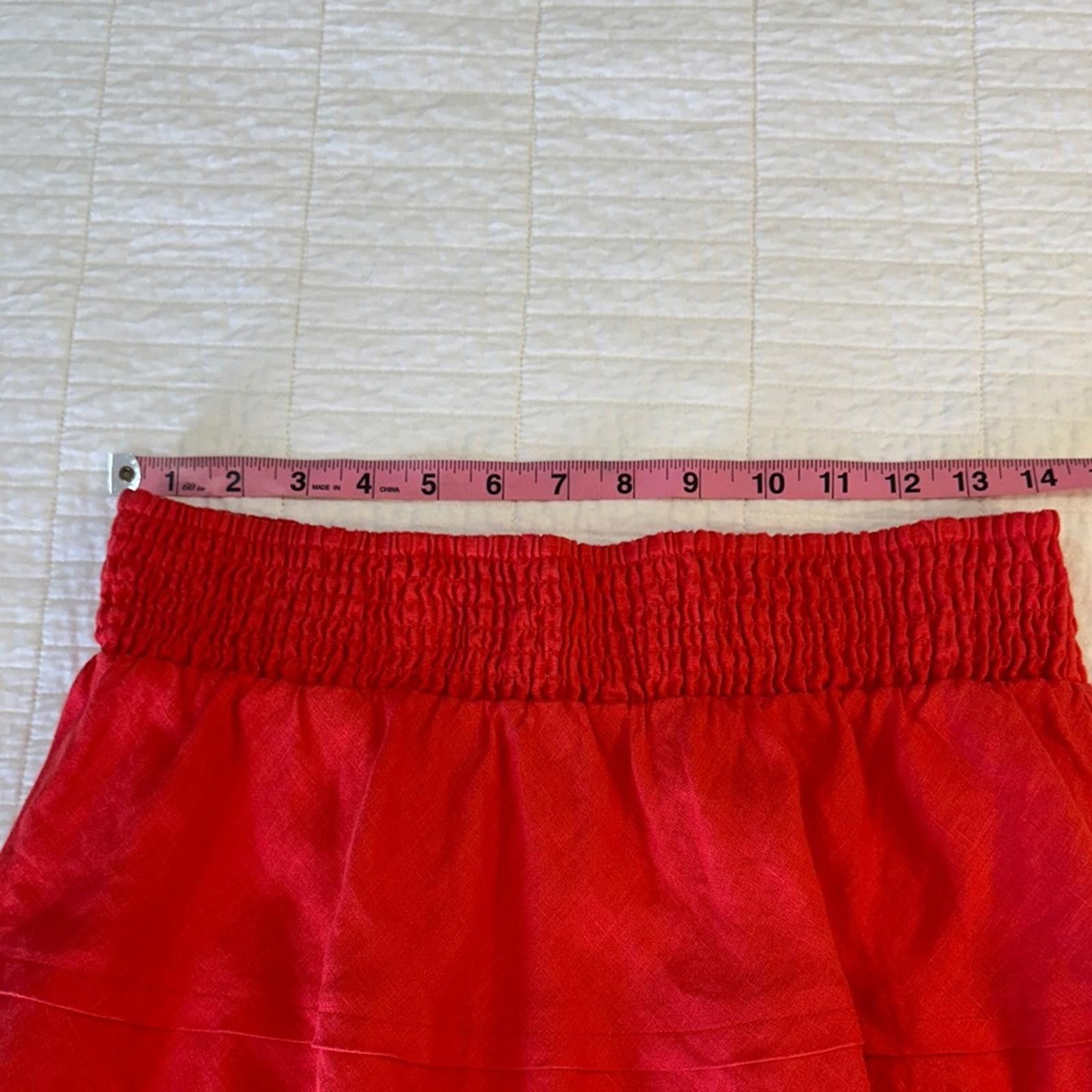 Other Soft Surroundings Medium Linen Skirt A Line EUC Red “Talia” Size 32" / US 10 / IT 46 - 4 Thumbnail