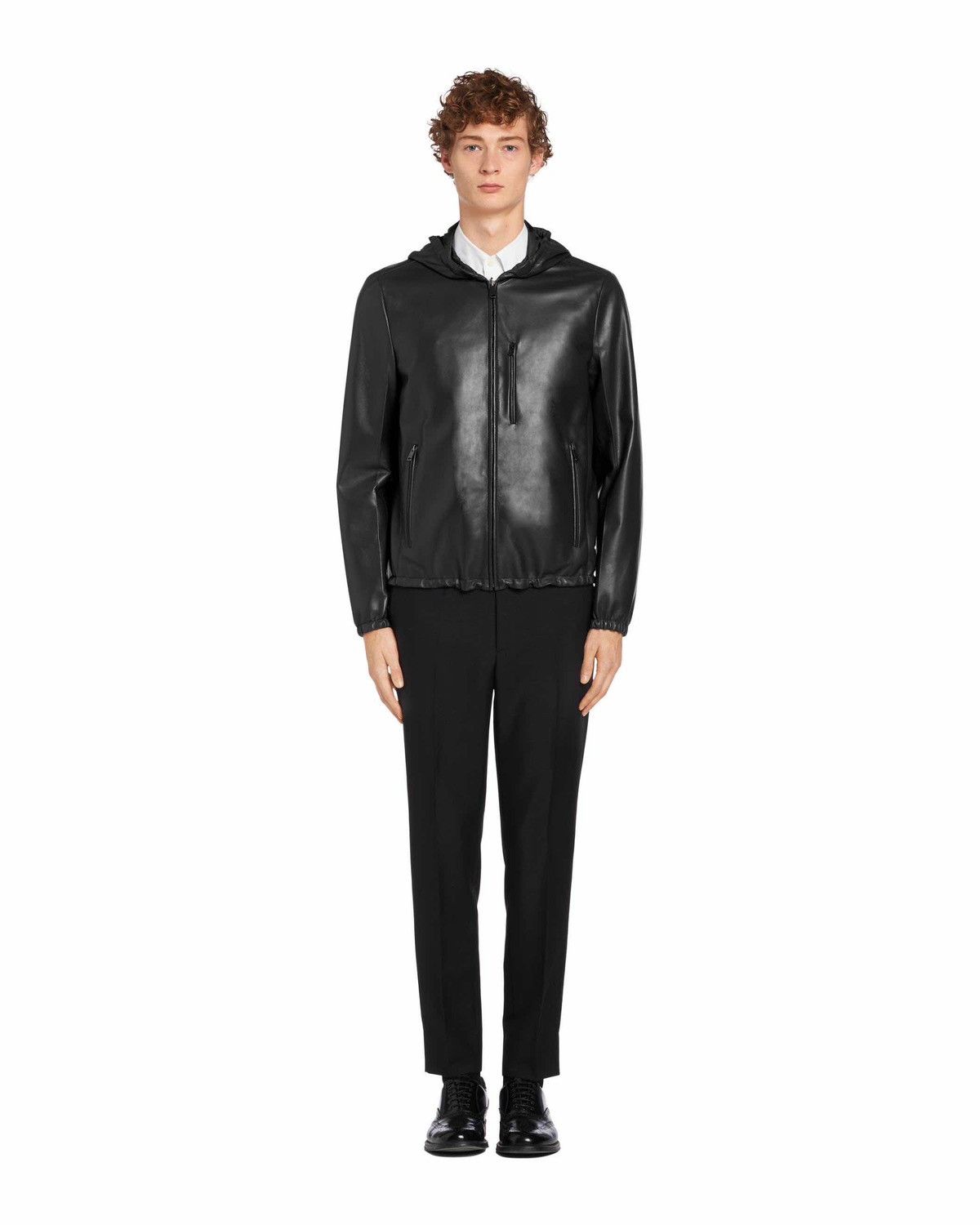 image of Prada Msrp $6K Napa Leather/nylon Reversible Blouson In Black/navy, Men's (Size Small)