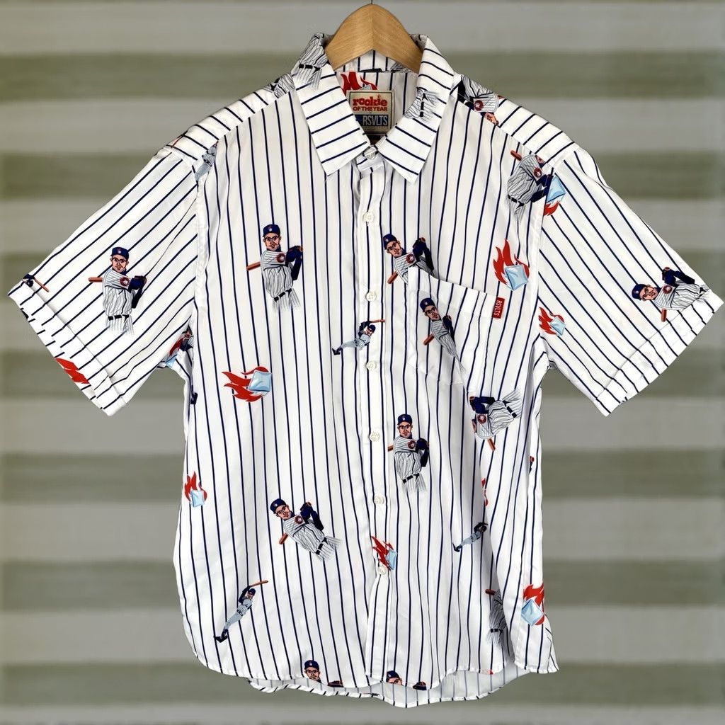 Gloverall RSVLTS Shirt Mens L Rookie Of The Year Pinstripe White Button Down All Over Size US L / EU 52-54 / 3 - 1 Thumbnail