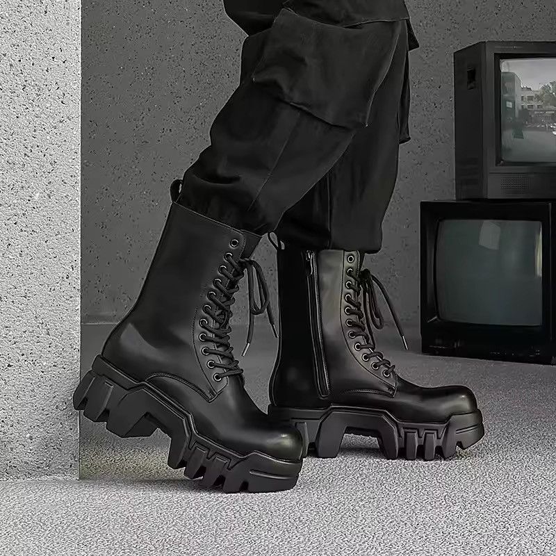 Japanese Brand Premium Cow Leather Cyberpunk Platform Combat Boots Size US 8 / EU 41 - 7 Thumbnail