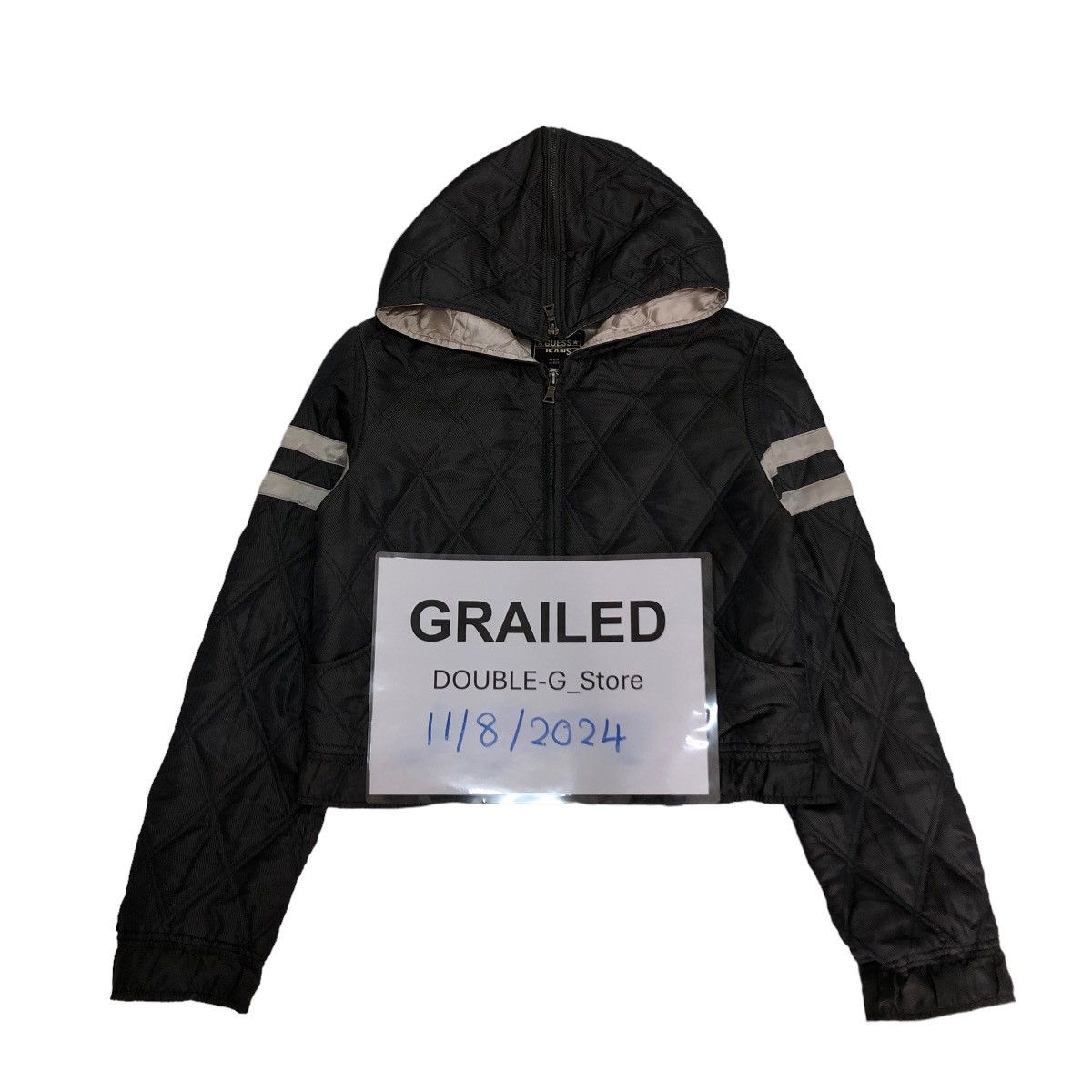 Guess 📌CROPPED QUILTED BIKER JACKET GUESS JEANS Size US XS / EU 42 / 0 - 1 Thumbnail